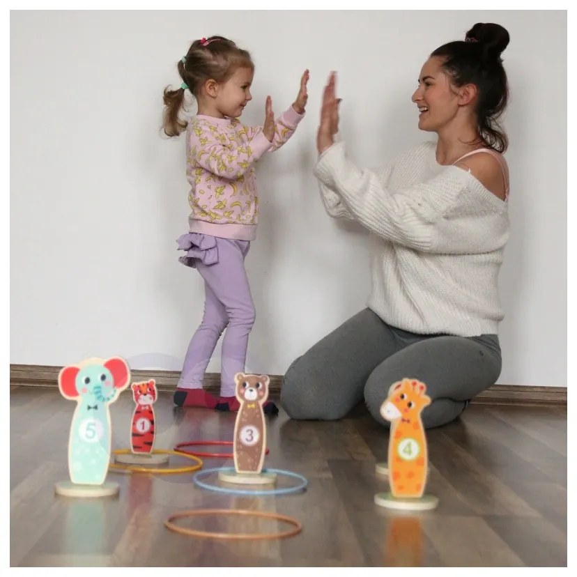 Tooky toy drewniana gra zręcznościowa rzut do celu zwierzątka 15 el.