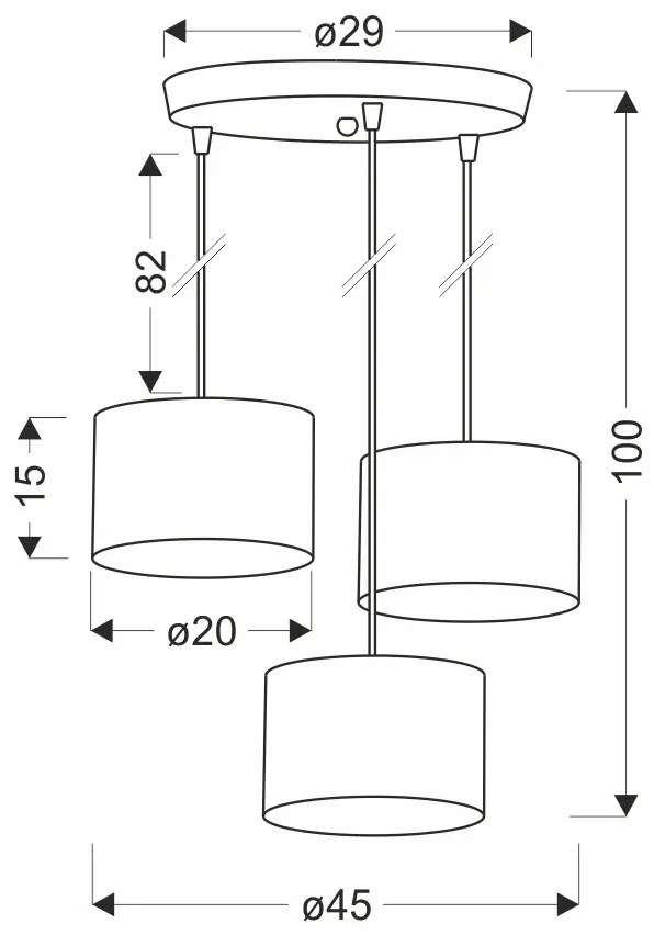Szara nowoczesna potrójna lampa wisząca - D256 N1-E57