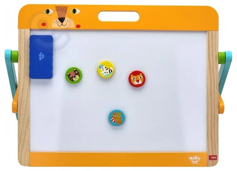 Tooky toy tablica edukacyjna 2w1 magnetyczna kredowa dla dzieci magnesy gąbka 6 el.