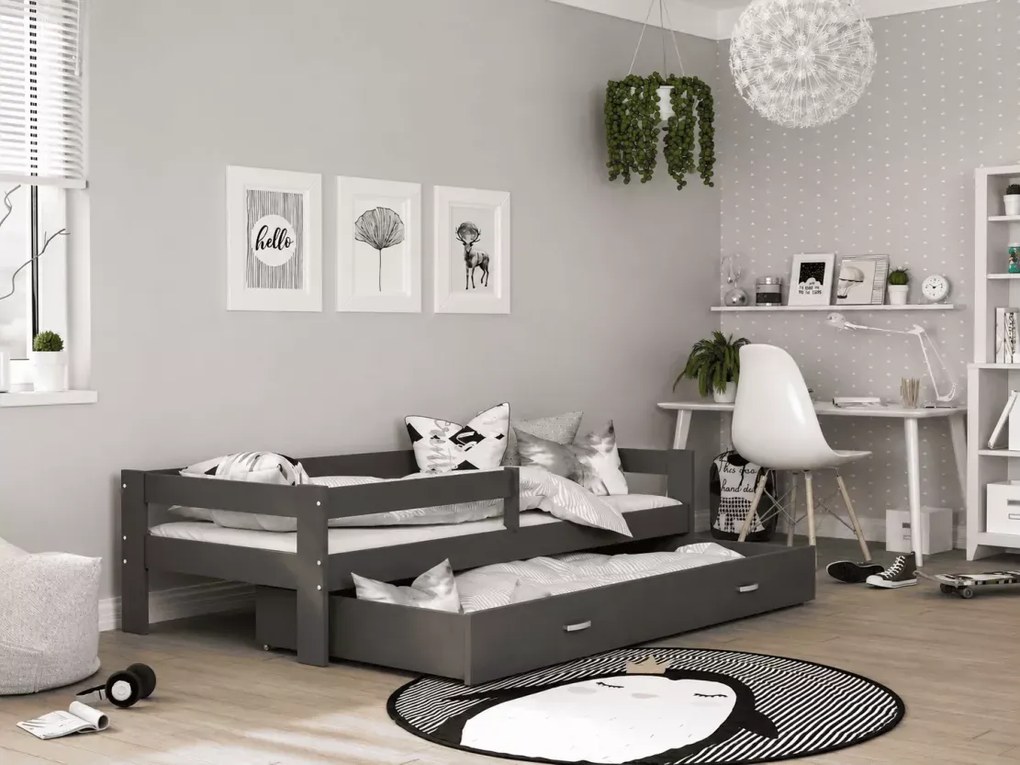 Łóżko dziecięce Tika 80x160 80x190 z barierką stelażem Flex szufladą i materacem piankowym
