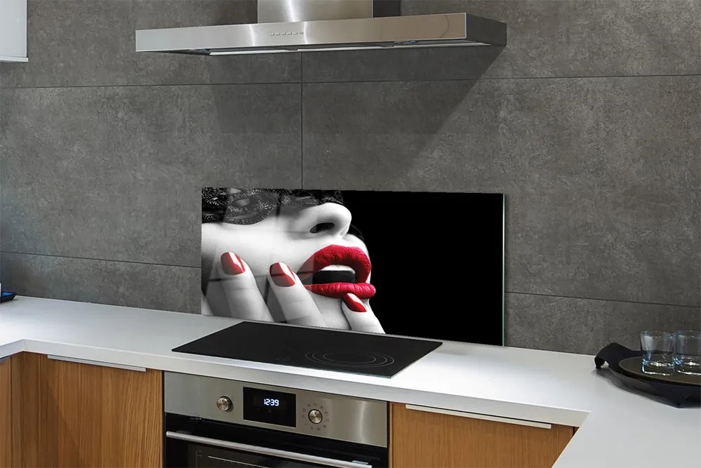 Panel nad Blat Kuchenny Czerwone Usta i Paznokcie