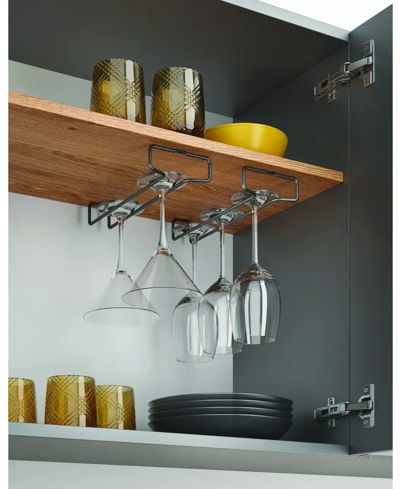 Uchwyty ścienne ze stali nierdzewnej na kieliszki do wina zestaw 2 szt. Lava – Metaltex