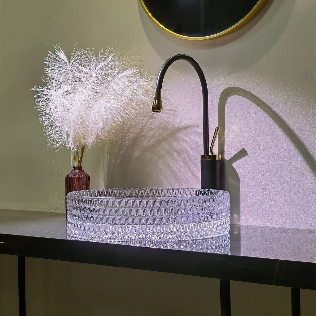 Umywalka nablatowa Rea Cristal Transparent 39