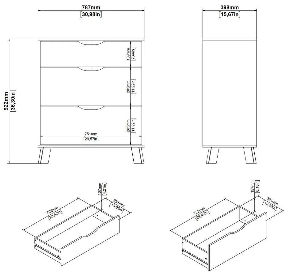 Biało-naturalna komoda w dekorze dębu 79x92x40 cm Ikast – Tvilum