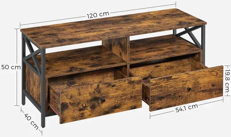 Loftowa szafka pod telewizor z 2 szufladami B4-N33