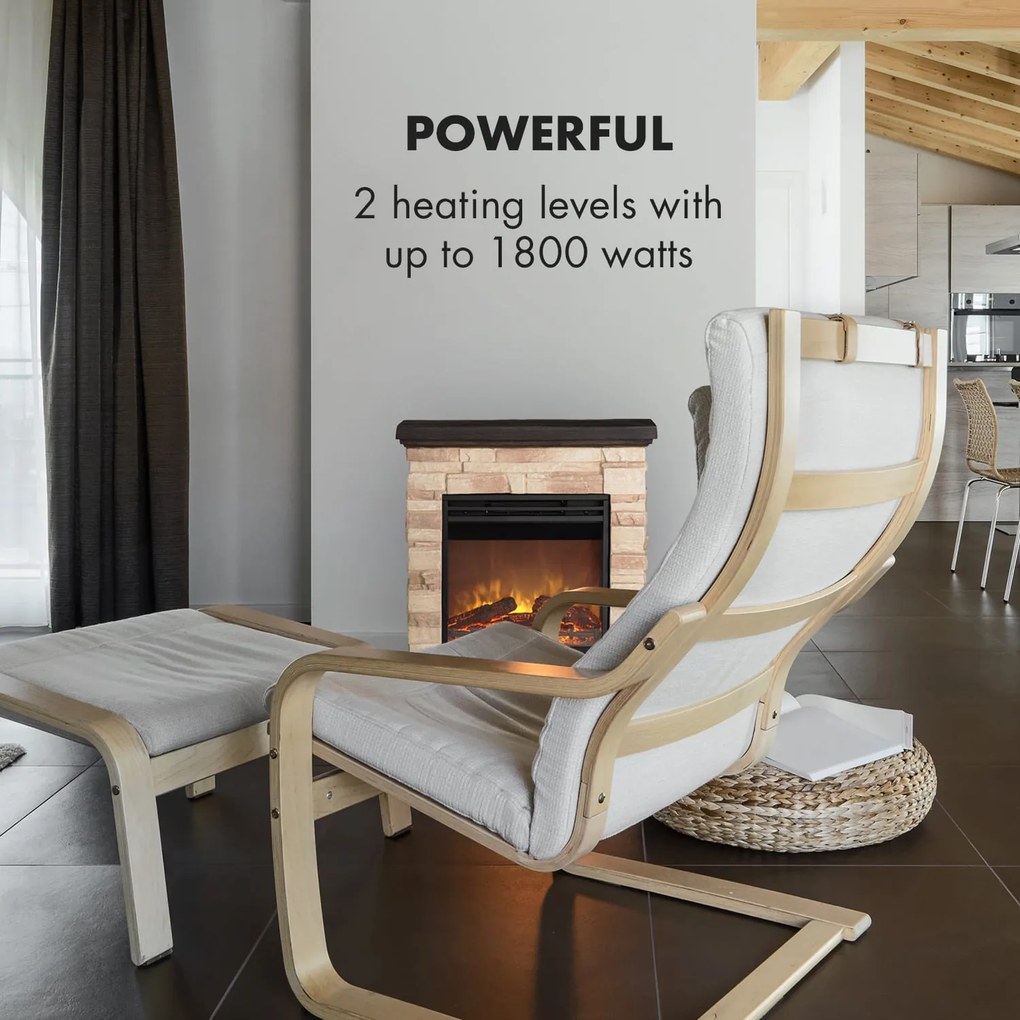 Klarstein Lienz 1800W 60cm Kominek Elektryczny Dekoracyjny Jasnobrązowy/Czarny