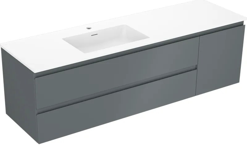 Mexen Orio szafka łazienkowa 160 cm z umywalką Otis lewą, 2S, 1D, grafit mat/biała mat - 91A13-16047-3-BBFFF66-W18L01