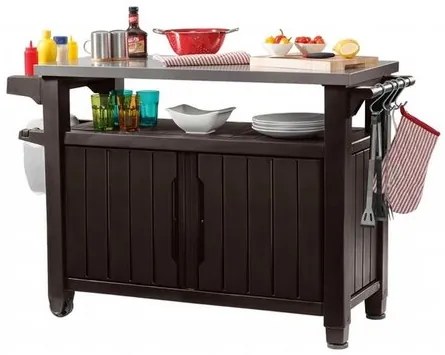 Keter Wielofunkcyjny stół ogrodowy do grillowaniaUNITY XL 270l brązowy, 134 x 52 x 90 cm
