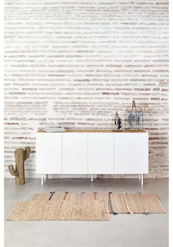 Biało-naturalna niska komoda w dekorze dębu 165x78 cm Arista – Teulat