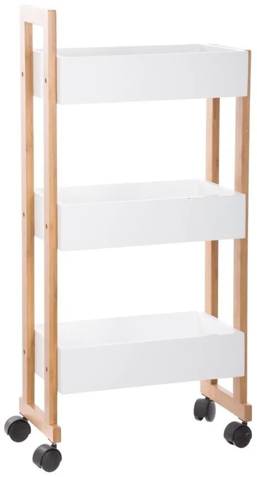 Wózek łazienkowy BAMBOO, szafka bambusowa - 3 poziomy