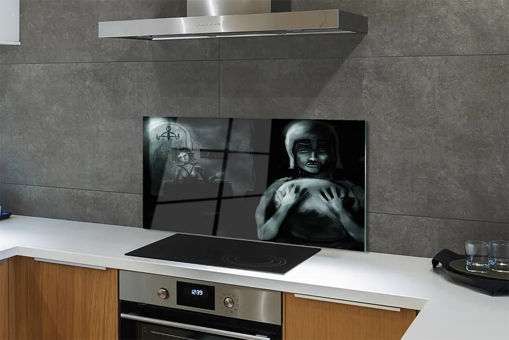 Panel szklany do Kuchni Mroczne Sylwetki