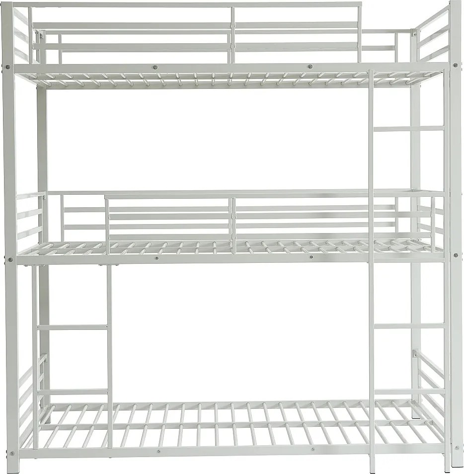 Potrójne łóżko piętrowe 3 x 90 x 190 cm – Metal – Biały – ELOUAN III