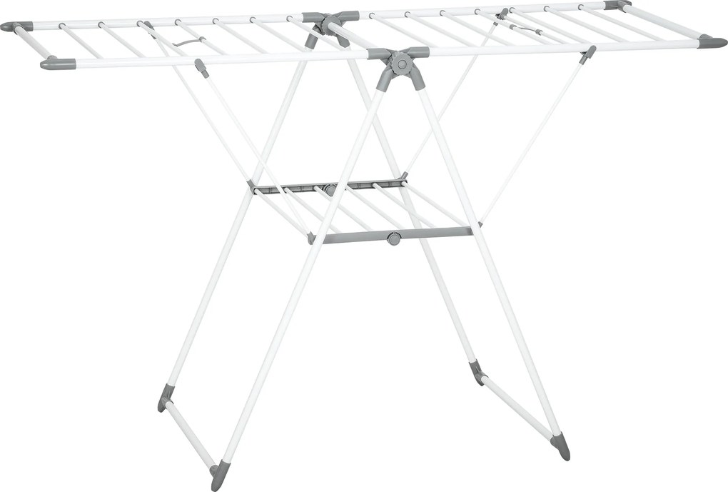 HOMCOM Suszarka stojąca 1,565 m długości suszenia, składana suszarka z 2 poziomami, regulowane skrzydła, suszarka skrzydłowa, Biała