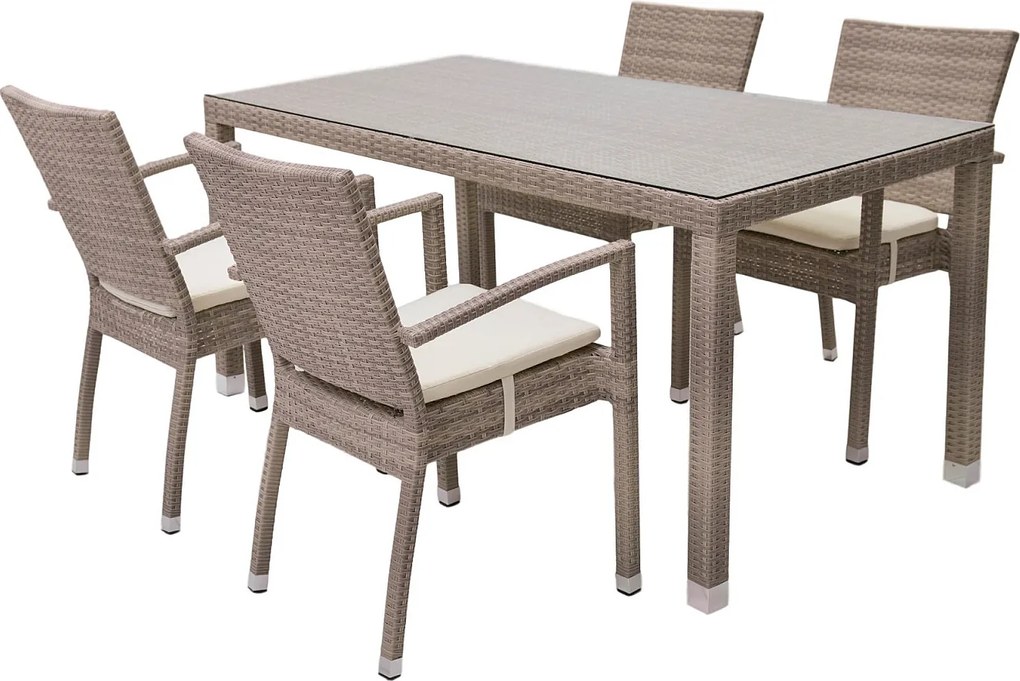 Zestaw ogrodowy z rattanu NAPOLI II. 1 + 6 (szaro-beżowy)