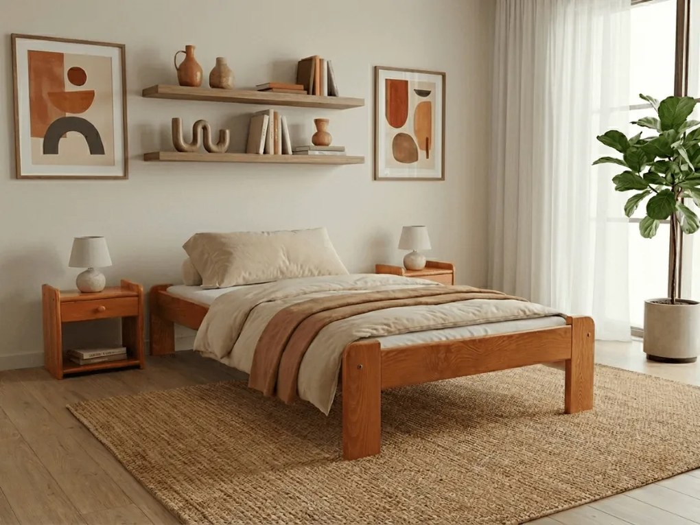 Łóżko ADA 80 x 200 cm, olcha Stelaż: Ze stelażem listwowym rolowanym elastycznym, Materac: Materac Deluxe 10 cm