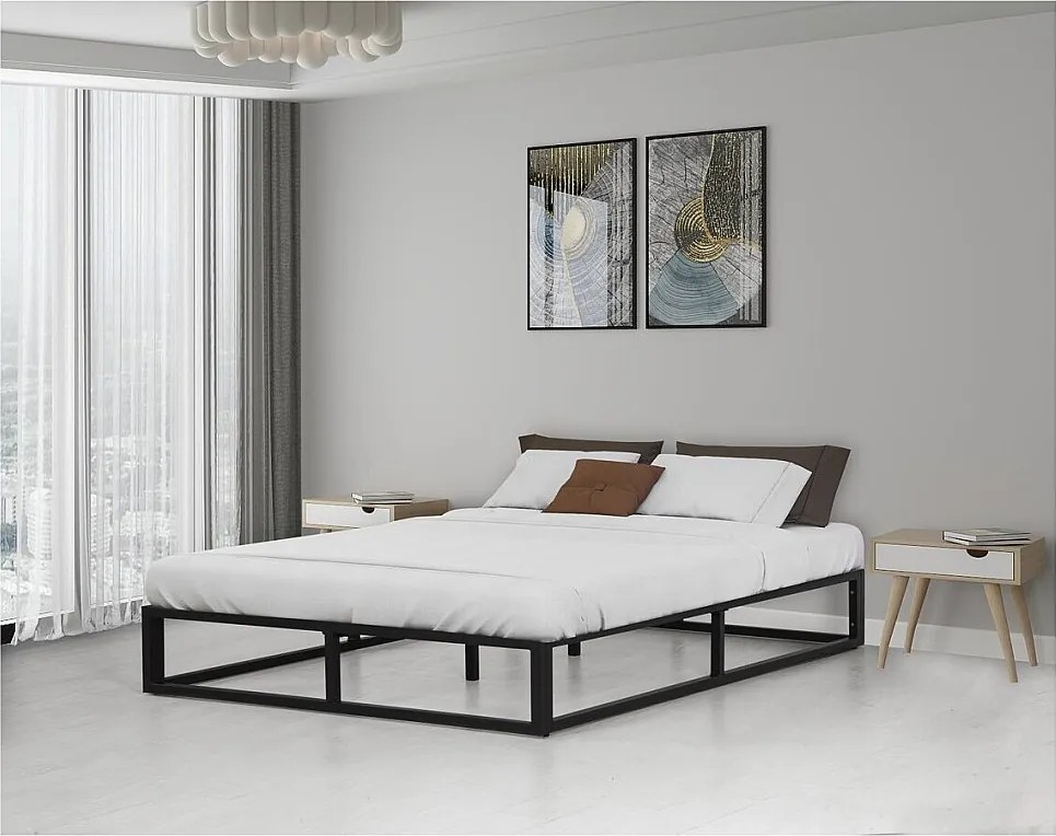 Metalowa rama łóżka 160 x 200 cm - Czarna