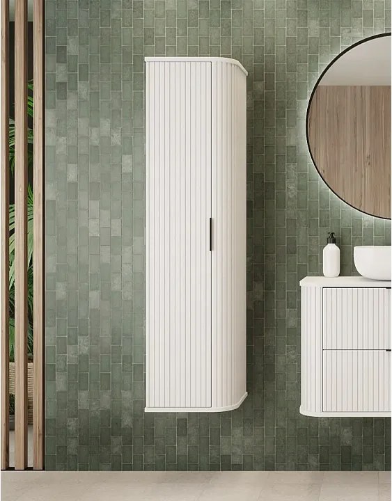 ELEGANCE Szafka wisząca słupek łazienkowy ryfle 31,5 x 35,5 x 139 biały