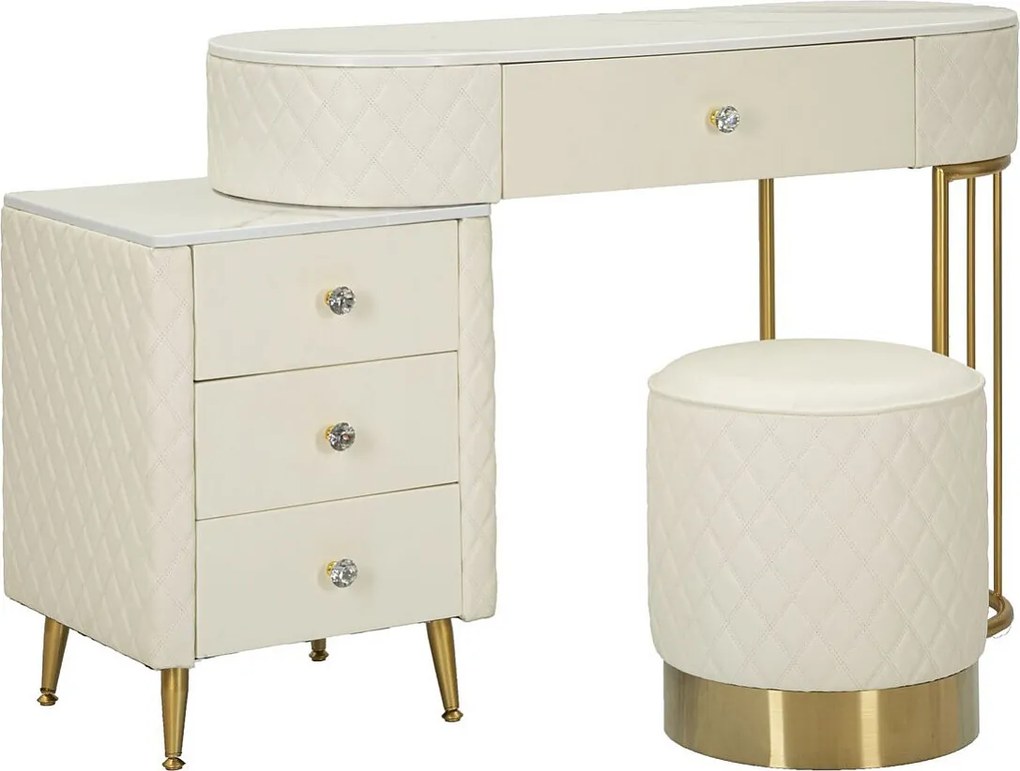 Konsola do Makijażu VKH21, Biały, 120x40x75 cm, Kendra Home