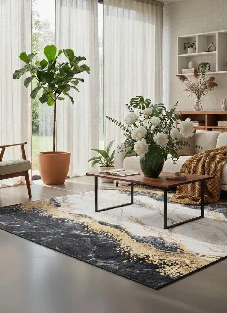 Czarno-złoty dywan w stylu glamour Z5-M41