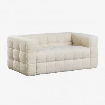 Sofa Harriet 2-osobowa Z Owczej Skóry Tkanina Baranek Boucle Kremowy Beż - Sklum