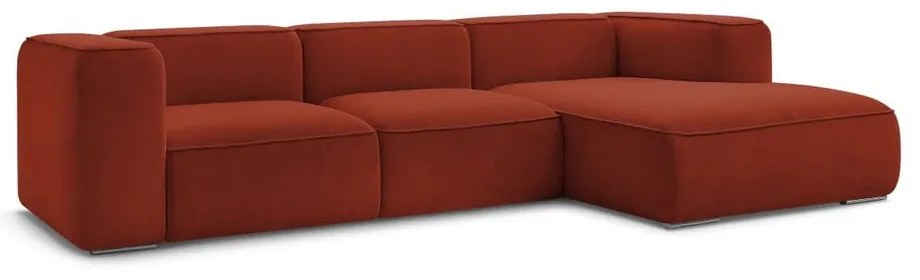 Ceglasty narożnik z materiału bouclé (prawostronny) Zephyr – Bobochic Paris