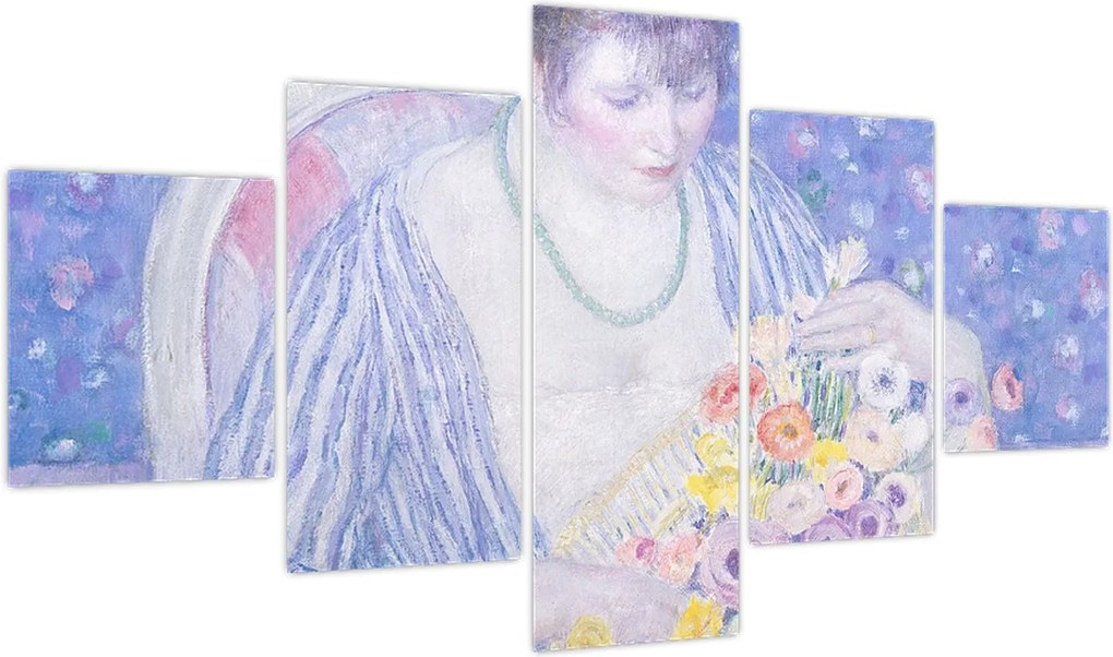 Obraz - Frederick Carl Frieseke,  The Basket of Flowers, reprodukcje (125x70 cm)