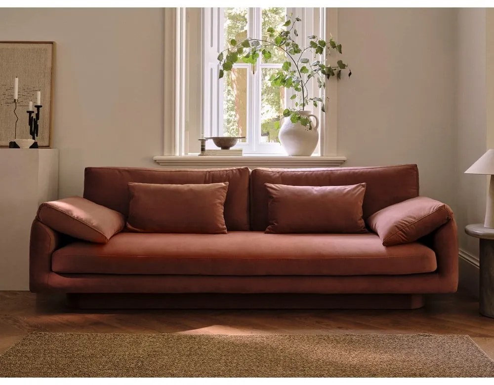 Brązowa aksamitna sofa 220 cm Torino – Micadoni