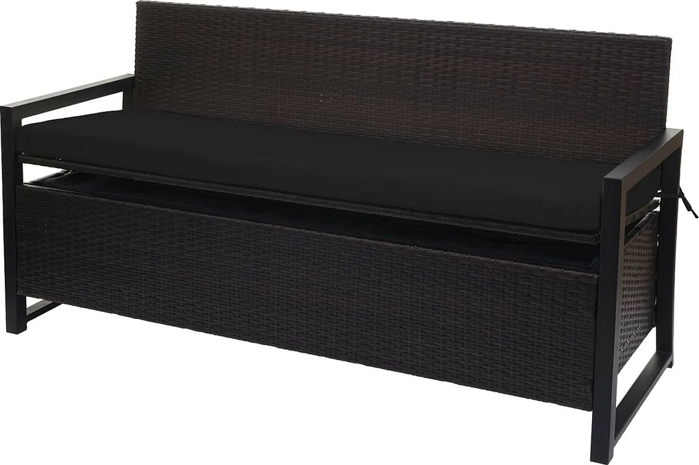 Ławka 3-osobowa z polirattanu MCW-F39,  brązowy, poduszki czarne