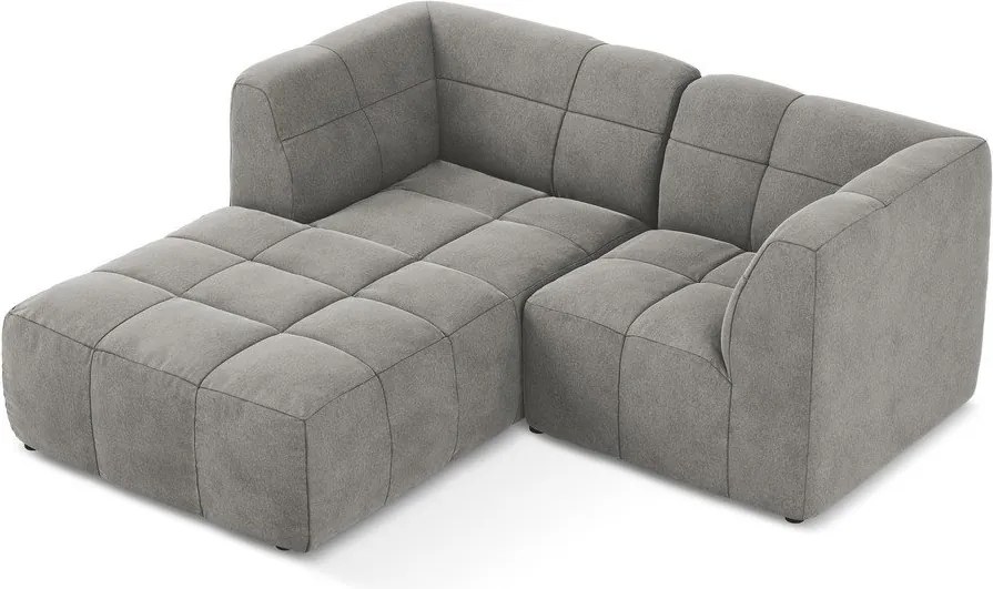 Szary aksamitny narożnik (lewostronny/z szezlongiem) Aloha – Makamii