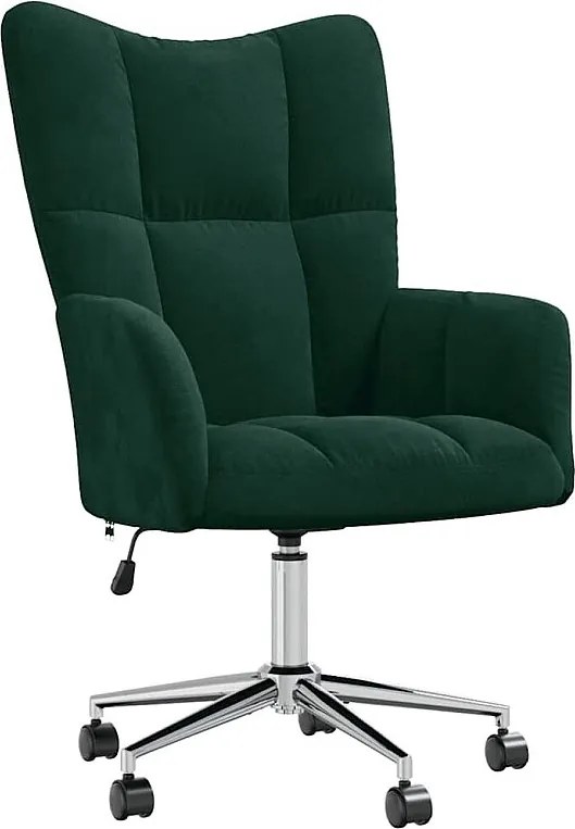 Fotel Relaksacyjny z Zielonego Weluru Obracany o 360 Stopni