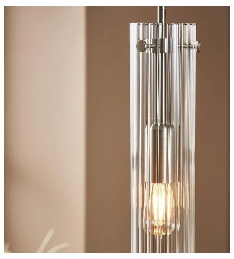 Lampa wisząca w kolorze srebra ze szklanym kloszem Tubo – Markslöjd