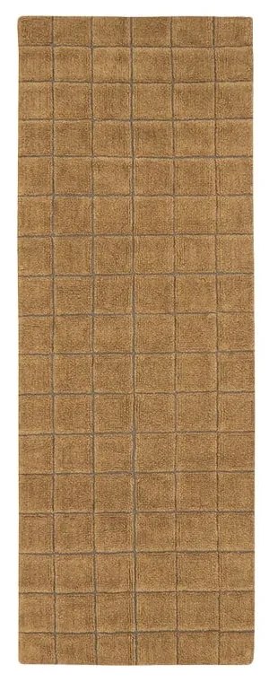 Wełniany chodnik tkany ręcznie w kolorze ochry 80x230 cm Mosaic Ochre – Lorena Canals