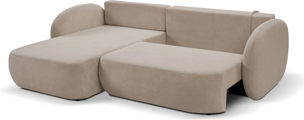 Masseno Narożnik AMICO z funkcją spania i pojemnikiem na pościel Narozniki L, Rozkładana sofa - Beżowy, ARAGON 14