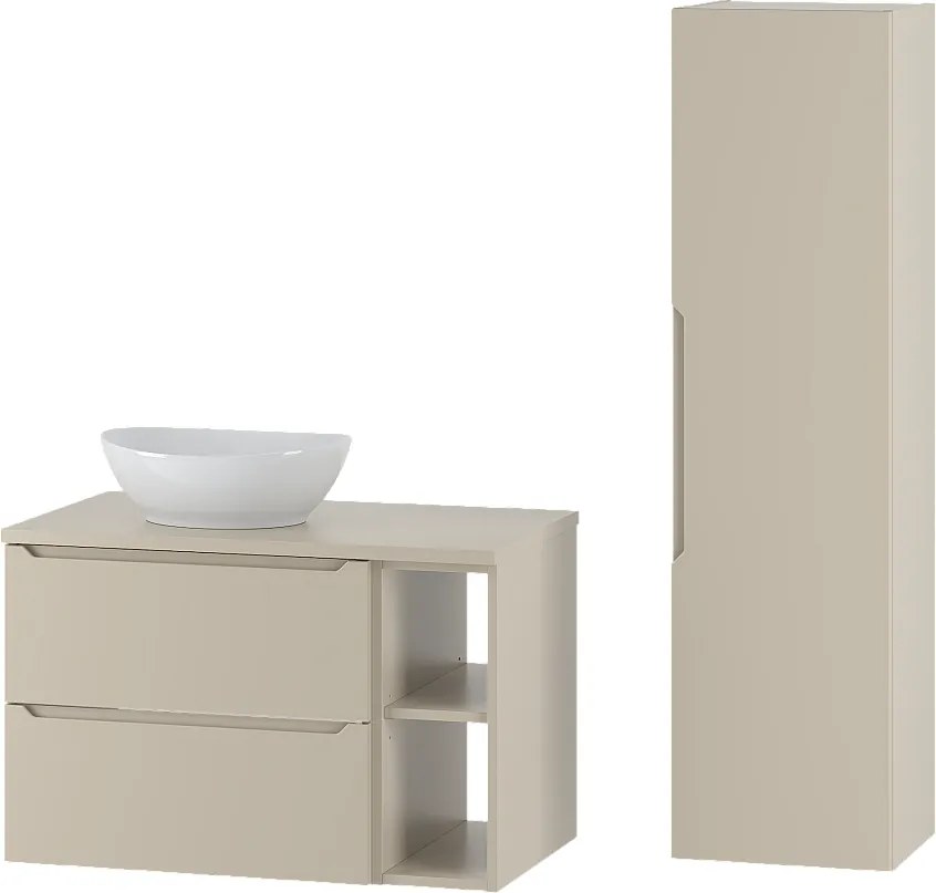 Kaszmirowy Zestaw do Łazienki 80cm Szafka Regał Blat Umywalka Słupek Etna