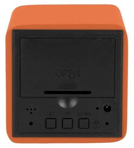 Karlsson 5982OR designerski zegar LED z budzikiem,pomarańczowy, 7 cm