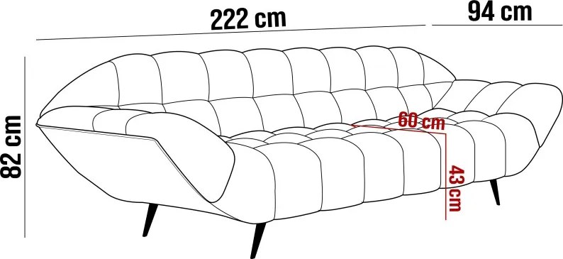 Sofa GAPPA 3 osobowa wolnostojąca w tkaninie MONOLITH 69 WERSAL