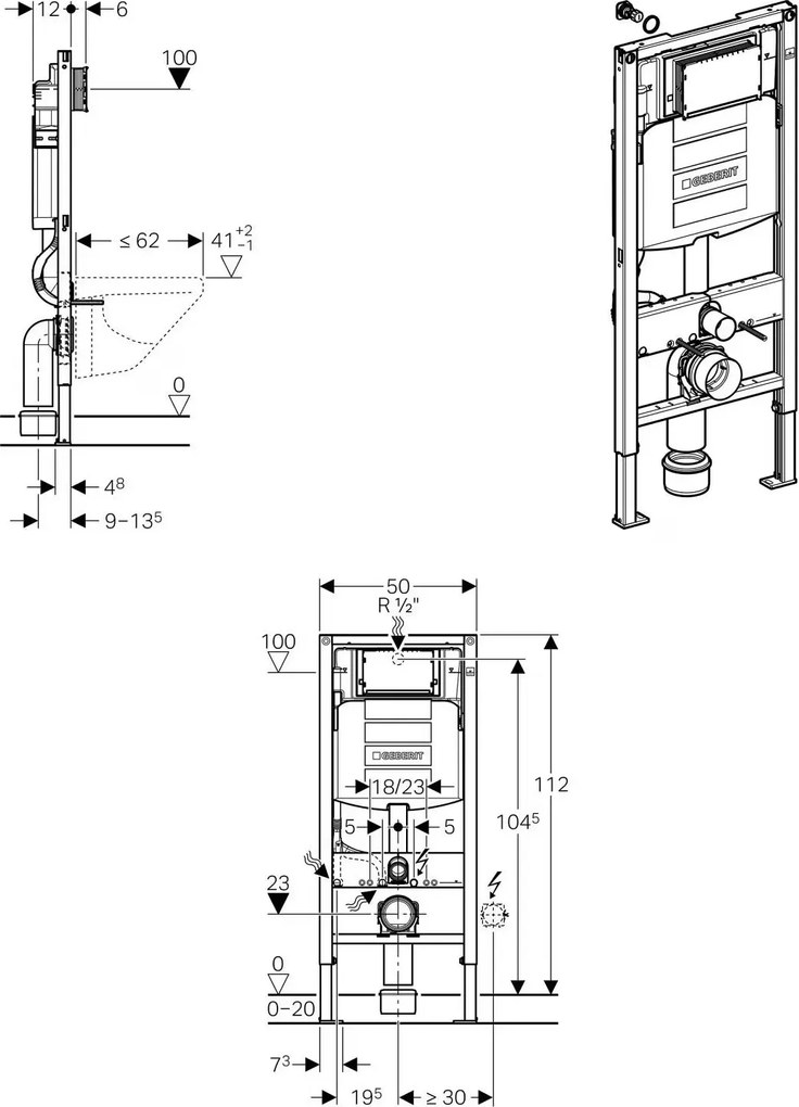 Geberit Duofix element podtynkowy z spłuczką podtynkową Sigma UP