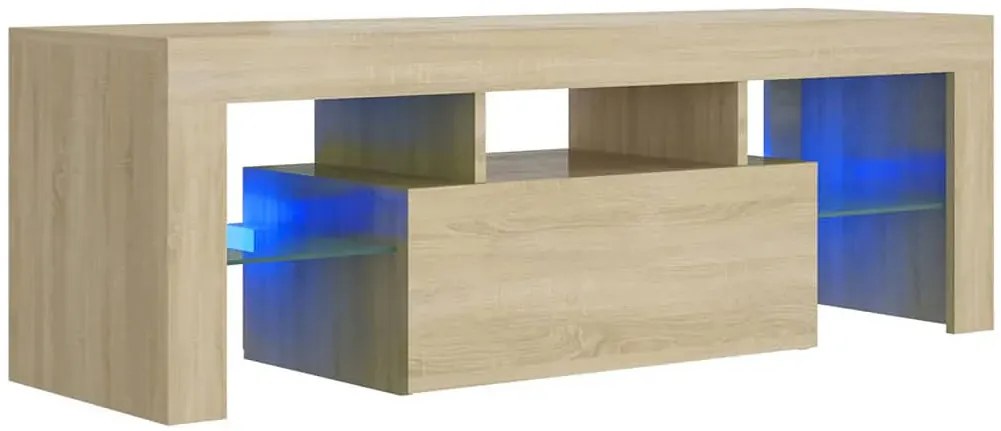 Podświetlana szafka RTV z półkami dąb sonoma E7-D60