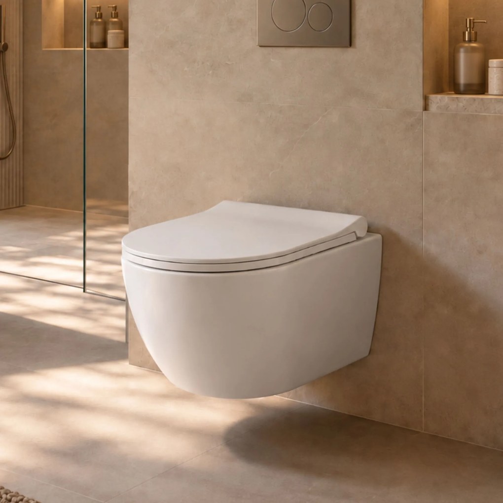Massi Miska WC wisząca rimless biała LERA white matt z deską wolnoopadającą typu Slim