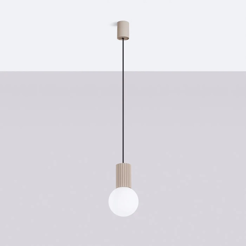 Lampa wisząca HALO 1 taupe ryflowana SOLLUX LIGHTING