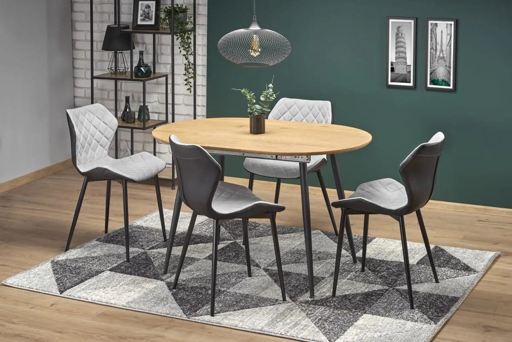 COLORADO stół rozkładany, dab złoty, czarny, owalny, 6 osobowy, loft,