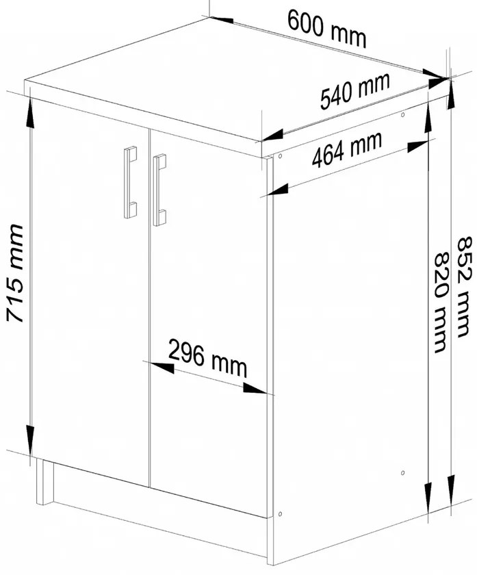Dolna szafka kuchenna z półkami 60 cm dąb sonoma G9-M70