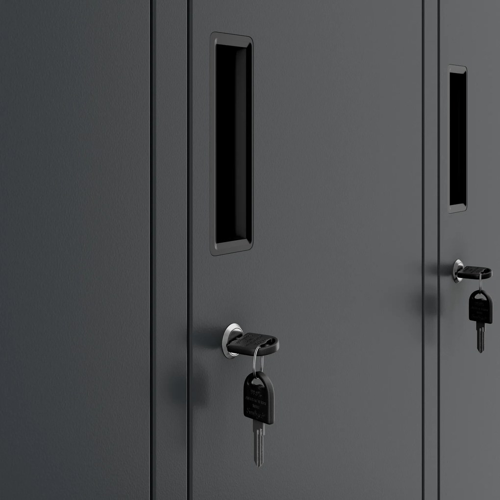 Szafka socjalna ubraniowa BHP antracyt: 6-drzwiowa IGOR, 900 x 1850 x 450 mm