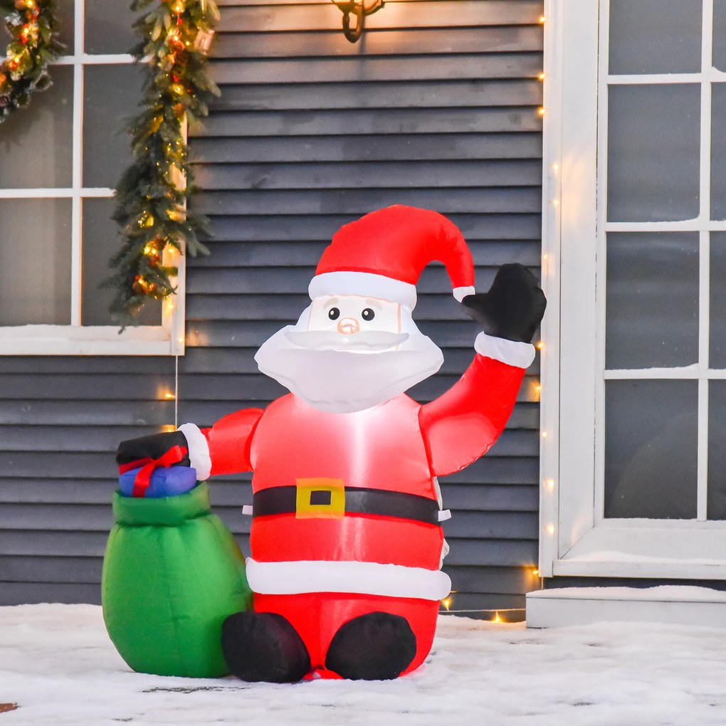 Homcom Dmuchany Mikołaj Pompowany Świecący Led
