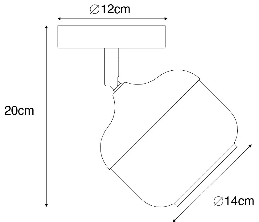 Designerski reflektor czarny ze złotem i dymionym szkłem - Kyan