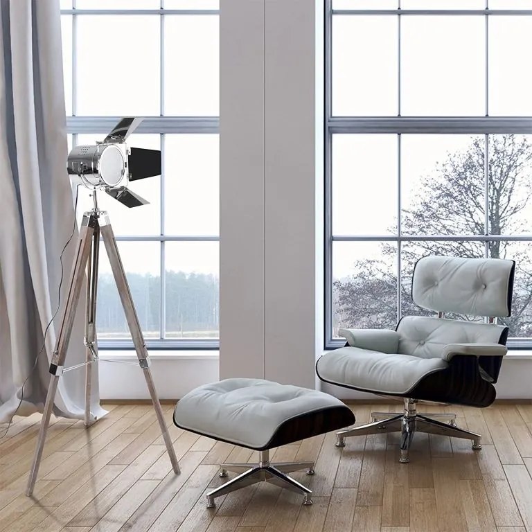 Lampa podłogowa ze statywem, kolor antycznego drewna