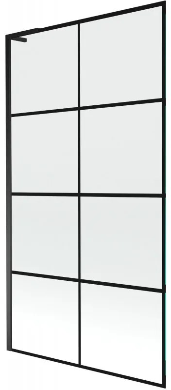 Mexen Next L parawan nawannowy 1-skrzydłowy 100 x 150 cm, czarna kratka, czarny - 895-100-000-03-77-70