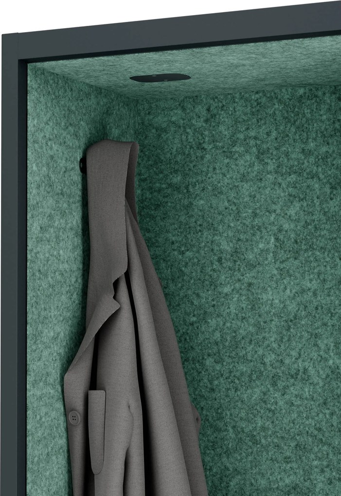 Kabina akustyczna SALLY MentalBox 600 mm – antracytowy korpus, zielone siedzisko