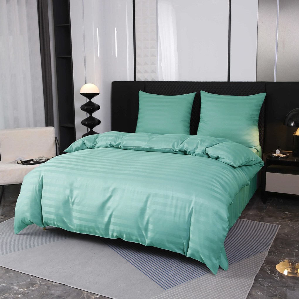 PrzytulneMieszkanie.pl PrzytulneMieszkanie.pl Hotelowa pościel z mikrofibry JASMINE miętowa - pasek 2 cm, hotelowa kieszeń Rozmiar pościeli: 70 x 90 cm | 140 x 220 cm