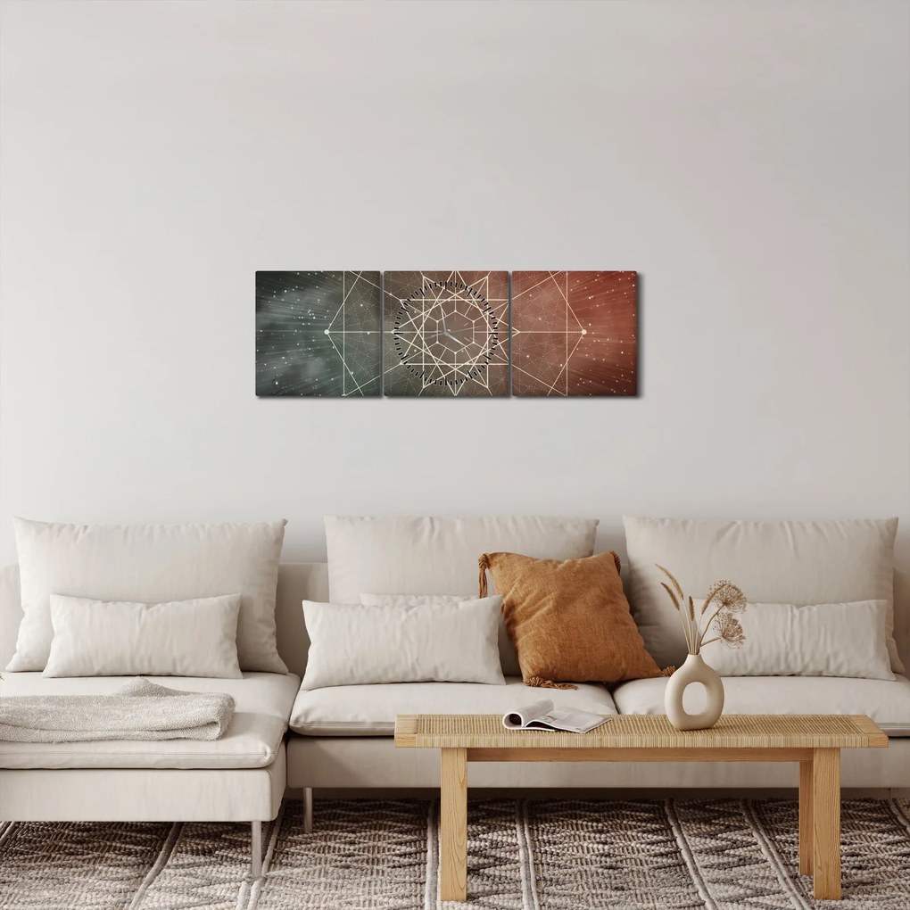 Obraz - Kosmiczny Dodekagram (z zegarem) (90x30 cm)